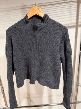 bp Charcoal Ribbed Mock Neck Sweater
